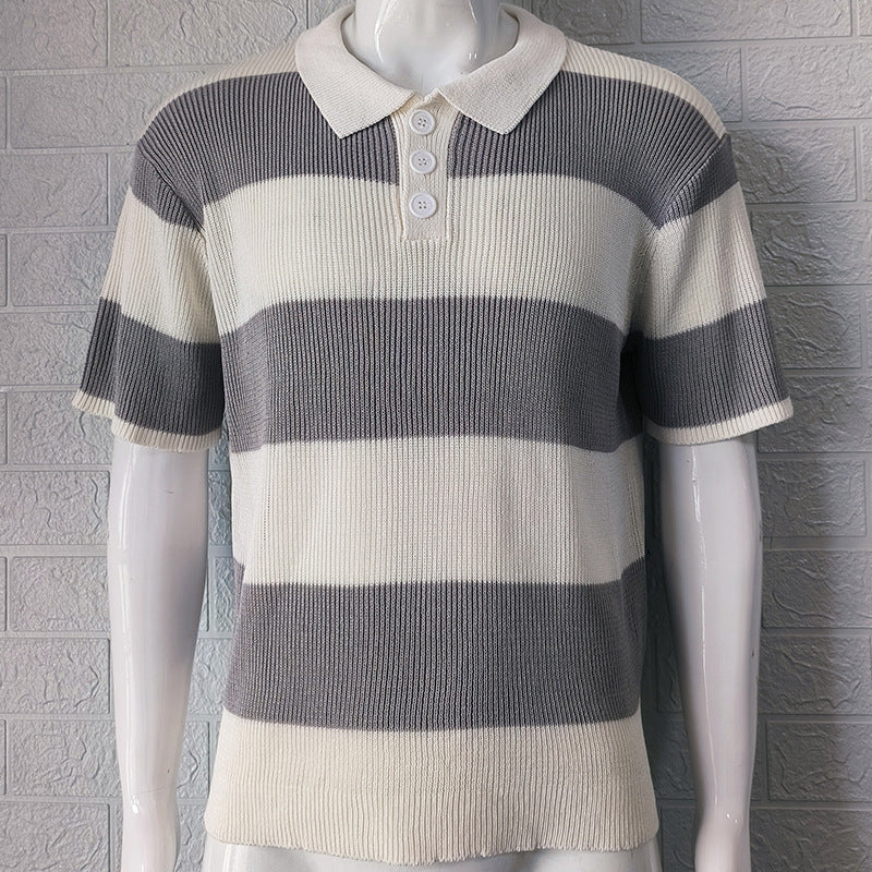 Men’s Short Sleeve Lapel Sweater