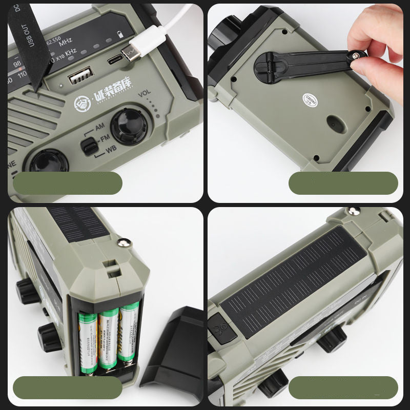 Hand-Crank Solar Emergency Radio Flashlight