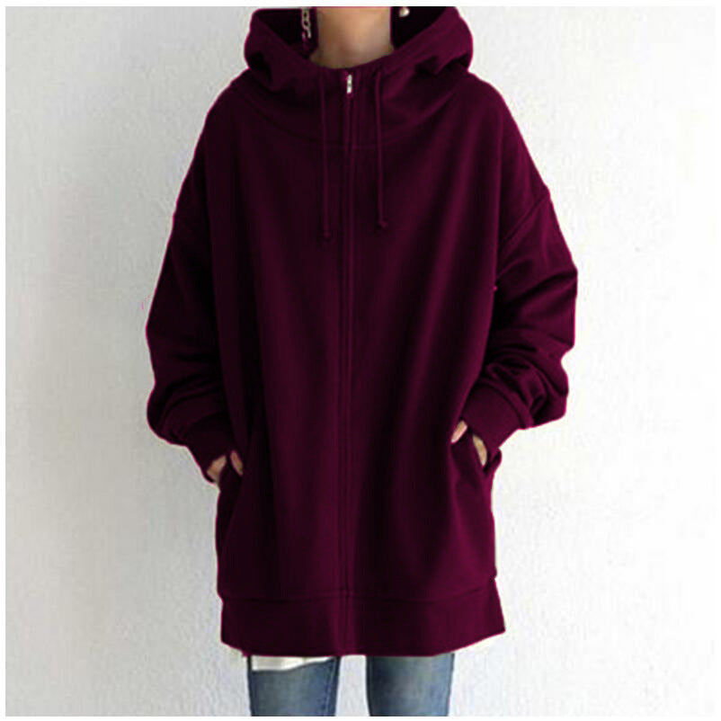 Oversized Women’s Hooded Long Sweatshirt Coat