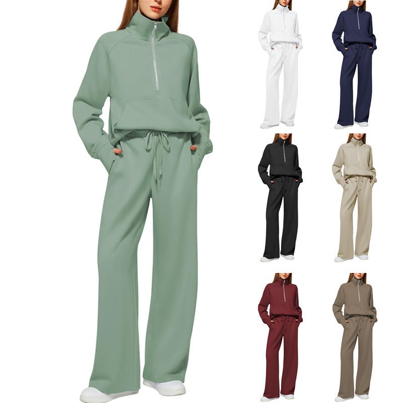Women’s Half-Zip Sweatshirt & Wide-Leg Pants Set