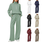 Women’s Half-Zip Sweatshirt & Wide-Leg Pants Set