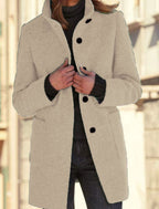 Fashion Stand Collar Woolen Coat