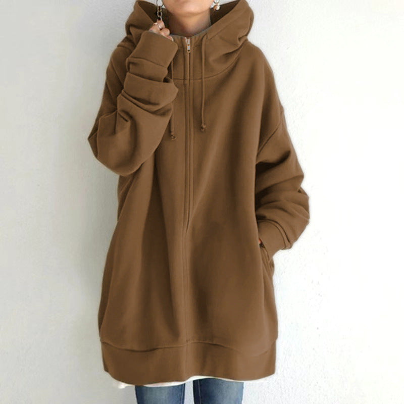Oversized Women’s Hooded Long Sweatshirt Coat