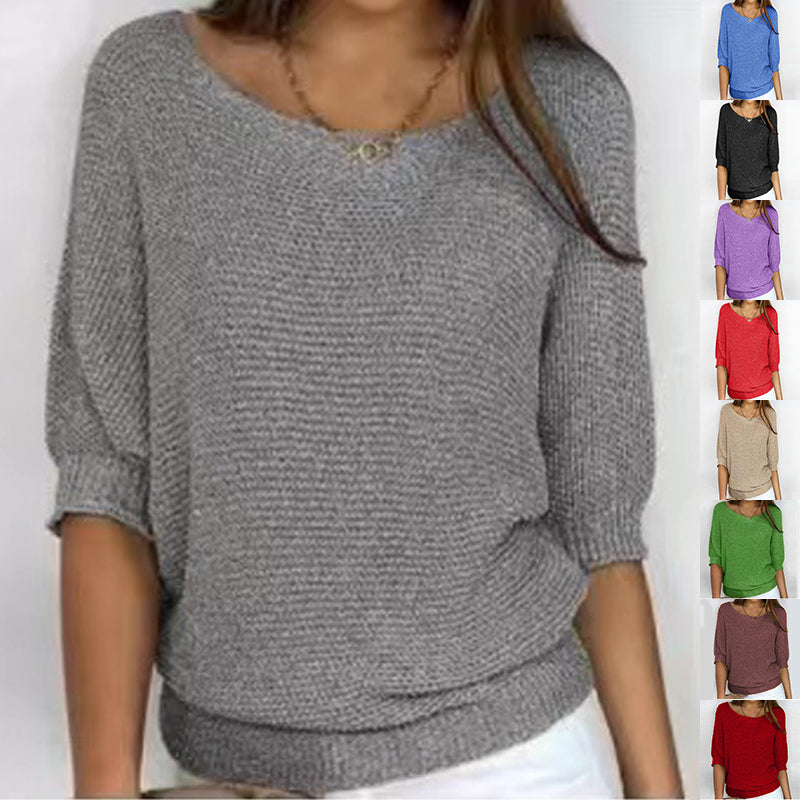 Women’s Three-Quarter Sleeve Knitted Pullover