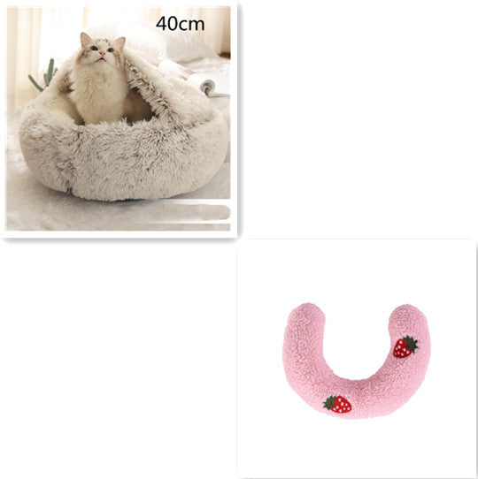 2-in-1 Plush Pet Bed for Dogs & Cats
