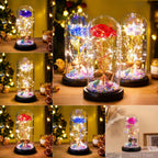 Eternal Rose LED Light – Foil Flower in Glass Dome