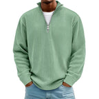 Corduroy Zipper Stand Collar Sweatshirt