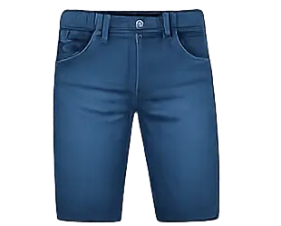Blue men's shorts on a white background with 'Men's Bottom' text.