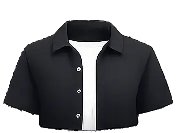 Black men's top with white shirt underneath on a white background